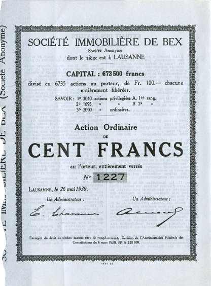 «Société Immobilière de Bex 1930»